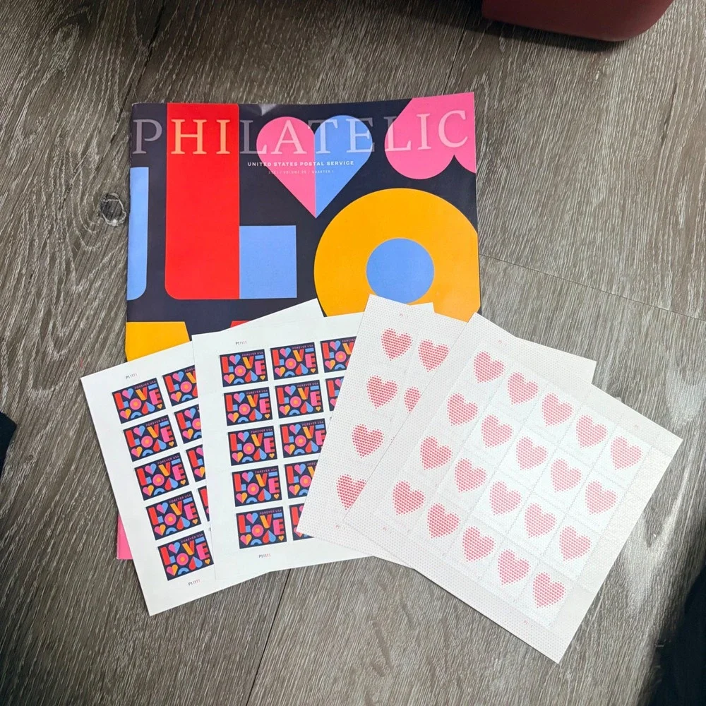 USPS Forever Love Stamps 2020 2021 Heart Sheets and Philatelic Catalog Set